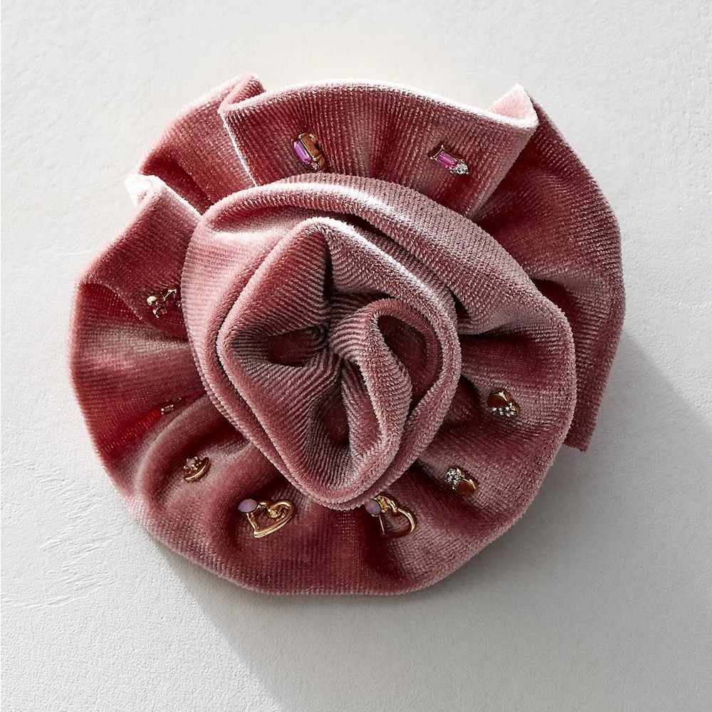 Free People Rosette Stud Pack - 10 Earrings (5 Pairs) + Brooch - Pink - NWT